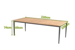 HARTMAN Silencio Esstisch, Xerix/natur, Aluminium/Teak, 220x100cm, FSC Teak -Warmer Garten 22442 5.jpg