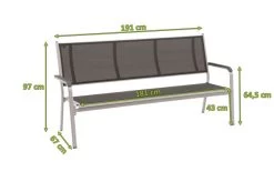 KETTLER BasicPlus3er Bank, Silber/anthrazit, Alu/Textilene, 67 X 97 X 191, 0310612-0000 -Warmer Garten 22503 2.jpg
