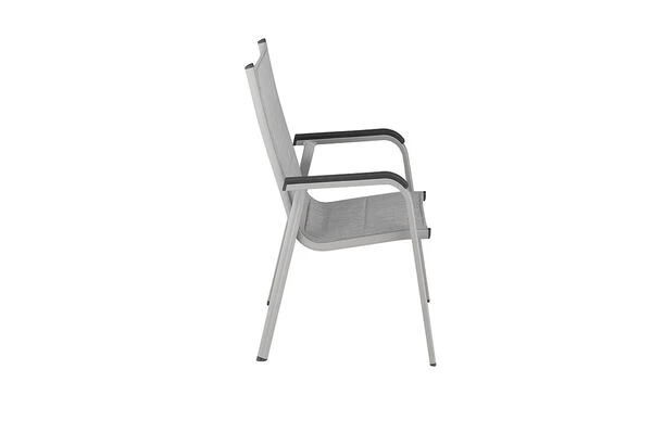 KETTLER BasicPlus PaddedStapelsessel, Silber/hellgrau, Alu/Textilene, 0301202-9000, Stapelbar 6 KETTLER BasicPlus PaddedStapelsessel, Silber/hellgrau, Alu/Textilene, 0301202-9000, Stapelbar – Bild 4