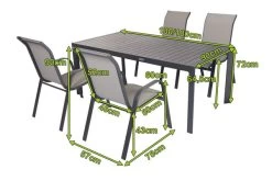 VILLANA Esstischgruppe, Anthrazit/grau, Alu/Textilene, Tisch 130/180x90cm, 4 Sessel, Stapelbar -Warmer Garten 22581 05.jpg