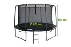 OUTTECH  Pole Trampolin, Schwarz, Metallsprungfedern, Stahlgestänge, Ø 425 Cm, Mit Sicherheitsnetz Und Leiter -Warmer Garten 22661 3 mass.jpg