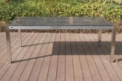 OUTFLEXX Esstischgarnitur, Silber, Edelstahl/Granit/Textil, 200x100 Cm, 4 Freischwinger, 2 Multipos, Padded, Teakarmlehnen -Warmer Garten 22770 06.JPG