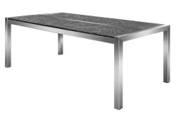 OUTFLEXX Esstischgarnitur, Silber, Edelstahl/Granit/Textil, 200x100 Cm, 4 Freischwinger, 2 Multipos, Padded, Teakarmlehnen -Warmer Garten 22770 08.JPG