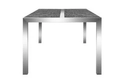 OUTFLEXX Esstischgarnitur, Silber, Edelstahl/Granit/Textil, 200x100 Cm, 4 Freischwinger, 2 Multipos, Padded, Teakarmlehnen -Warmer Garten 22770 10.JPG