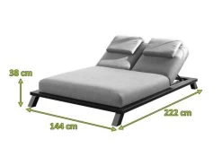 OUTFLEXX Exklusivmodell Blain Doppelliege, Flanelle, Alu/Sunbrella, 222 X 144 X 38 Cm, Inkl. Verstellbarer Rückenlehne -Warmer Garten 22851 3.jpg