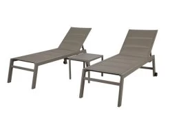 OUTFLEXX 2er-Set Rolliege, Champagner, Alu/Textilene, 192x72x95 Cm, Verstellbar, Inkl. Räder Und Beistelltisch -Warmer Garten 22920 4.jpg