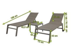 OUTFLEXX 2er-Set Rolliege, Champagner, Alu/Textilene, 192x72x95 Cm, Verstellbar, Inkl. Räder Und Beistelltisch -Warmer Garten 22920 5.jpg
