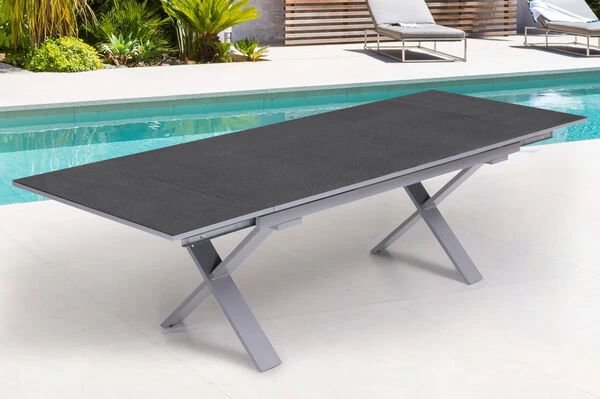 KETTLER Granada Esstischgarnitur, Silber / Anthrazit, Alu / Spraystone / Teak, Tisch 180/280x100cm, 10 Multipositionssessel 5 KETTLER Granada Esstischgarnitur, Silber / Anthrazit, Alu / Spraystone / Teak, Tisch 180/280x100cm, 10 Multipositionssessel – Bild 3