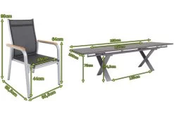 KETTLER Granada Esstischgarnitur, Silber / Anthrazit, Alu / HPL / Teak, Tisch 180/280x100cm, 6 Stapelsessel -Warmer Garten 23052 5.jpg