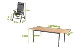 HARTMAN Silencio / Alice Sitzgruppe, Xerix/natur, Alu/Teak, 4x4 Textilen, 8 Multipo, 160/220x90cm, FSC-Teak Armlehnen -Warmer Garten 23216 5.jpg