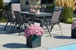 HARTMAN Xanadu / Aruba Sitzgruppe, Xerix, Alu/Textilene/Glaskeramik, 4 Stapelsessel, 2 Multipo, 160/220x100cm