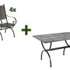 MBM Romeo Esstischgarnitur, Marone, Schmiedeeisen Verzinkt, Tisch 125 X 75 Cm, 4x Sessel