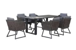 OUTFLEXX Oranger Blossom Esstischgarnitur, Anthrazit, Alu/XL Geflecht, 7-teilig, Inkl. Sitz- Und Rückenkissen, Tisch 200 X 90 X 76 Cm -Warmer Garten 23395 3.jpg