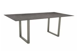 STERN Esstisch, Graphit, Aluminium, 200x100 Cm, Mit Tischplatte Silverstar 2.0 Dekor Zement