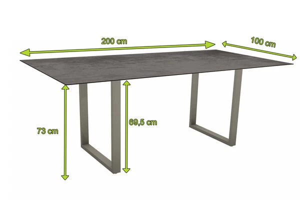 STERN Esstisch, Graphit, Aluminium, 200x100 Cm, Mit Tischplatte Silverstar 2.0 Dekor Zement 5 STERN Esstisch, Graphit, Aluminium, 200x100 Cm, Mit Tischplatte Silverstar 2.0 Dekor Zement – Bild 3