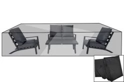 OUTFLEXX Premium Abdeckhaube Für Loungesets, Schwarz, Z.B. 21791, 265 X 140 X 82 Cm, Wasserbeständig, Integriertes Zugband