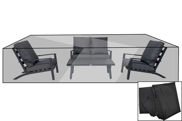 OUTFLEXX Premium Abdeckhaube Für Loungesets, Schwarz, Z.B. 21791, 265 X 140 X 82 Cm, Wasserbeständig, Integriertes Zugband 3 OUTFLEXX Premium Abdeckhaube Für Loungesets, Schwarz, Z.B. 21791, 265 X 140 X 82 Cm, Wasserbeständig, Integriertes Zugband
