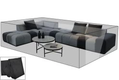 OUTFLEXX Premium Abdeckhaube Für Ecklounge, Schwarz, Polyester, 250 X 285 X 60 Cm, Wasserbeständig, Integriertes Zugband