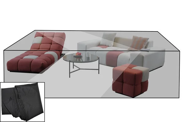 OUTFLEXX Premium Abdeckhaube Für Loungesets, Schwarz, Z.B. 23399, 215 X 160 X 52 Cm, Wasserbeständig, Integriertes Zugband 3 OUTFLEXX Premium Abdeckhaube Für Loungesets, Schwarz, Z.B. 23399, 215 X 160 X 52 Cm, Wasserbeständig, Integriertes Zugband