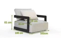 OUTFLEXX Roku Sessel, Schwarz, Alu/Agora Senda, 102 X 100 X 61cm, Drehbar, Inkl. Kissen -Warmer Garten 23584 03.jpg