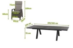 SIENA GARDEN Tirana/Corido Dining Set, Anthrazit/grau, Alu/Gardino®-Geflecht/Keramik, 205-265 X 103 X 76cm, Inkl. 6 Diningsessel -Warmer Garten 23786 05.jpg