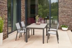 SIENA GARDEN Silva/Velia Dining Set, Anthrazit/grau, Alu/Ranotex®-Gewebe/Keramik, 140 X 90cm, Inkl. 4 Diningsessel