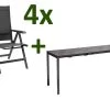 KETTLER Cubic/Basic Plus Esstischgarnitur, Anthrazit, Alu/HPL/Textilene, 140/210x70 Cm, 4 Multipos -Warmer Garten 28829 01.jpg