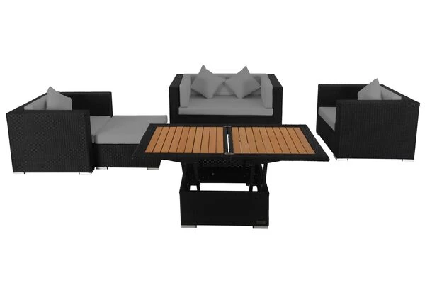 OUTFLEXX Loungemöbel-Set, 5 Personen, Schwarz, Polyrattan, Inkl. Loungetisch, Wasserfeste Kissenbox 5 OUTFLEXX Loungemöbel-Set, 5 Personen, Schwarz, Polyrattan, Inkl. Loungetisch, Wasserfeste Kissenbox – Bild 3