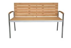 OUTFLEXX Gartenbank, FSC-Teakholz/Edelstahl, 2-Sitzer, 130x55x80cm -Warmer Garten 2 13537.jpg