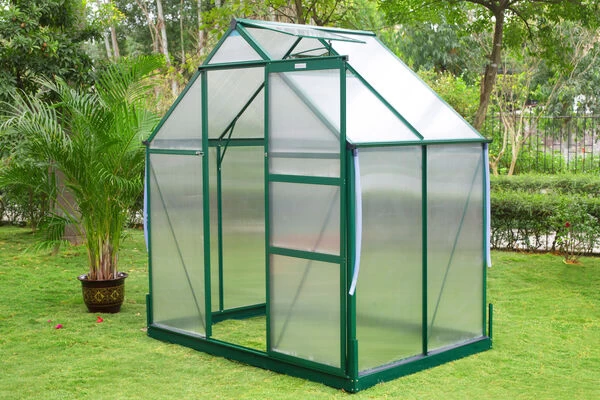 OUTFLEXX Gewächshaus, Grün, Alu/Polycarbonat, 4 Mm, Inkl. Fundament, Pulverb. 133 X 195 X 205 Cm 4 OUTFLEXX Gewächshaus, Grün, Alu/Polycarbonat, 4 Mm, Inkl. Fundament, Pulverb. 133 X 195 X 205 Cm – Bild 2