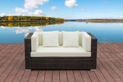 OUTFLEXX 2-Sitzer Sofa, Braun Marmoriert, Polyrattan, 152 X 85 X 70 Cm, Wasserfeste Kissenbox -Warmer Garten 2 15734 2 BOX.jpg