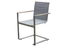 OUTFLEXX Esstischgarnitur, Edelstahl / FSC-Teak, Tisch 180 X 90 Cm, 6 Freischwinger Padded, Taupe 11 OUTFLEXX Esstischgarnitur, Edelstahl / FSC-Teak, Tisch 180 X 90 Cm, 6 Freischwinger Padded, Taupe -Warmer Garten 2 17287.jpg