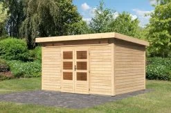 KARIBU Gartenhaus Kandern 9, Fichtenholz 28 Mm, Naturbelassen, Ca. 10,8 M² -Warmer Garten 2 18012.jpg