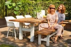 HARTMAN Yasmani Esstisch, Weiß/vintage Brown, Alu/Teak, 240x100cm 10 HARTMAN Yasmani Esstisch, Weiß/vintage Brown, Alu/Teak, 240x100cm -Warmer Garten 2 18685.jpg