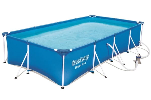 BESTWAY Steel Pro Pool Mit Gestell, Blau, TriTech/Stahl, 400x211x81cm, Mit Filterpumpe 4 BESTWAY Steel Pro Pool Mit Gestell, Blau, TriTech/Stahl, 400x211x81cm, Mit Filterpumpe – Bild 2