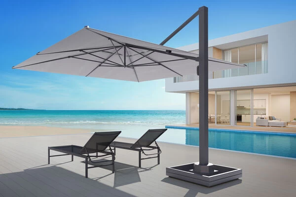 OUTFLEXX Ultimate XL Ampelschirm, Anthrazit/grau, Alu/Spuncrylic®, 450x450cm, Inkl. Befüllbarem Schirmständer 4 OUTFLEXX Ultimate XL Ampelschirm, Anthrazit/grau, Alu/Spuncrylic®, 450x450cm, Inkl. Befüllbarem Schirmständer – Bild 2