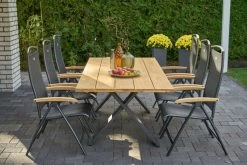 HARTMAN Xanadu Esstisch, Xerix, Alu / Teakholz, 220 X 100 Cm, X-Gestell -Warmer Garten 2 20405.jpg