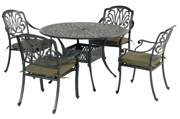 HARTMAN Amalfi Sitzgruppe, Dunkelgrün, Alu-Guss, 4 Diningsessel, Inkl. Polster, Ø120cm 4 HARTMAN Amalfi Sitzgruppe, Dunkelgrün, Alu-Guss, 4 Diningsessel, Inkl. Polster, Ø120cm – Bild 2