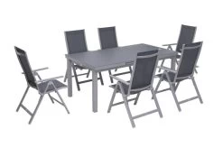 OUTFLEXX Premium Esstischgarnitur, Silber/grau, Alu/Textilene, Ausziehtisch 180/240 X 100 Cm, 6 Multipositionssessel -Warmer Garten 2 21431.jpg
