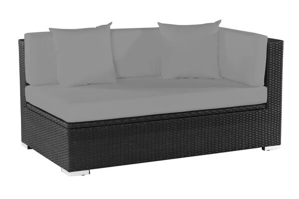 OUTFLEXX 2-Sitzer Ecksofa, Schwarz, Polyrattan, 145x85x70cm, Armlehne Links, Wasserfeste Kissenbox 4 OUTFLEXX 2-Sitzer Ecksofa, Schwarz, Polyrattan, 145x85x70cm, Armlehne Links, Wasserfeste Kissenbox – Bild 2