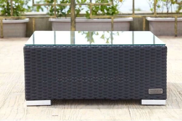 OUTFLEXX Beistelltisch/Hocker, Schwarz, Polyrattan, Inkl. Glasplatte Und Polster 4 OUTFLEXX Beistelltisch/Hocker, Schwarz, Polyrattan, Inkl. Glasplatte Und Polster – Bild 2