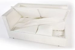 OUTFLEXX 2-Sitzer Ecksofa, Weiß, Polyrattan, 145x85x70cm, Armlehne Re, Inkl. Polster, Wasserfeste Kissenbox -Warmer Garten 2 2511 4 BOX.jpg