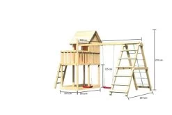 KARIBU Frieda Stelzenhaus, Naturbelassen, Nordische Fichte, 415x264x291cm, Mit Gerüst Und Doppelschaukel 11 KARIBU Frieda Stelzenhaus, Naturbelassen, Nordische Fichte, 415x264x291cm, Mit Gerüst Und Doppelschaukel -Warmer Garten 30413 3 05.jpg