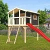 KARIBU Benjamin Stelzenhaus, Terragrau, Nordische Fichte, 198x244x309cm, Mit Rutsche Rot Und Netzrampe -Warmer Garten 30416 6 01.jpg