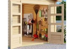 KARIBU Gartenhaus Theres 7, Naturbelassen, Fichtenholz 28mm, 337 X 304 X 250 Cm, Satteldach, Massivholzdach -Warmer Garten 30470 3 02.jpg