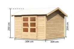 KARIBU Gartenhaus Theres 7, Naturbelassen, Fichtenholz 28mm, 337 X 304 X 250 Cm, Satteldach, Massivholzdach -Warmer Garten 30470 3 05.jpg