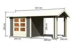 KARIBU Gartenhaus Theres 3, Terragrau, Fichtenholz 28mm, 528 X 240 X 242 Cm, Satteldach, Inkl. Dachausbauelement -Warmer Garten 30471 2 05.jpg