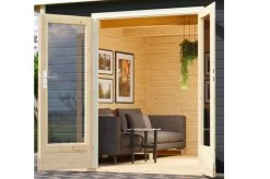 KARIBU Gartenhaus Radeburg 1, Terragrau, Fichtenholz 40mm, 346 X 309 X 229,5 Cm, Pultdach, Massivholzdach -Warmer Garten 30473 2 03.jpg