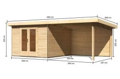KARIBU Gartenhaus Radeburg 1, Naturbelassen, Fichtenholz 40mm, 664 X 309 X 229,5 Cm, Pultdach, Anbau 3,3m Mit Rückwand -Warmer Garten 30475 1 05.jpg