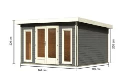 KARIBU Gartenhaus Radeburg 2, Terragrau, Fichtenholz 40mm, 406 X 309 X 229,5 Cm, Pultdach, Inkl. 2 Drehkippfenster -Warmer Garten 30476 2 05.jpg